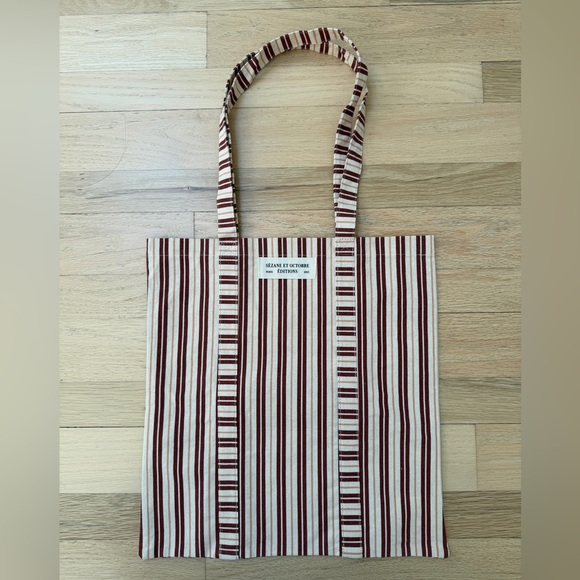 Sezane Handbags - Sezane Burgundy stripe tote